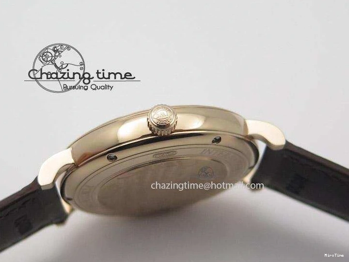 MIROTIME 0814 OnTrend Portofino RG MKF 1:1 V2 Best Edition Diamond Bezel Silver Dial On Brown Leather Strap A 7343
